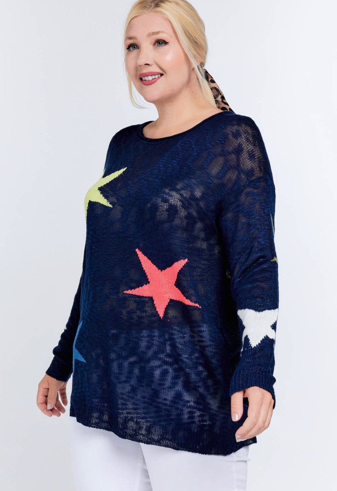Multi Star Layering Boyfriend Sweater - Curvy Girl Exclusive!