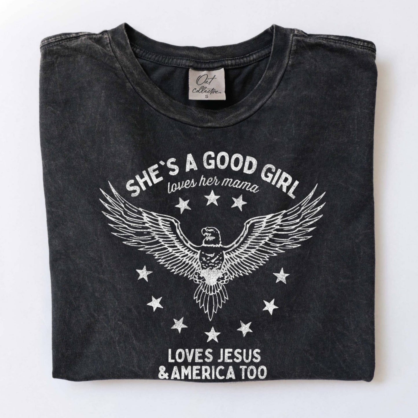 She's a Good Girl! Mineral Washed Graphic Top by Oat Collective - 2 Colors!