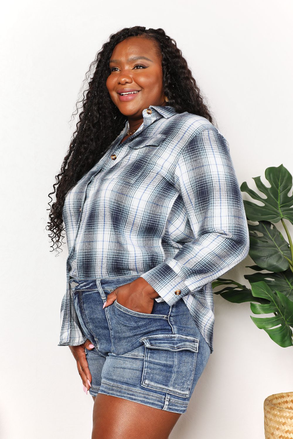 Double Take Plaid Dropped Shoulder Shirt - 4 Color Options!