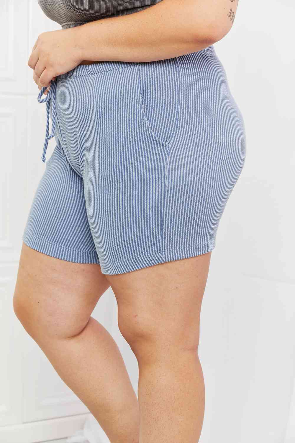 Blumin Apparel Too Good Ribbed Shorts in Misty Blue