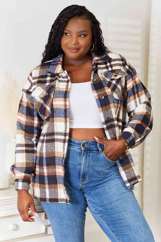 Double Take Plaid Button Down Shirt Jacket!