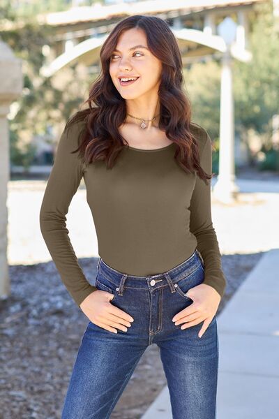 Basic Bae Round Neck Long Sleeve Bodysuit - 6 Colors!