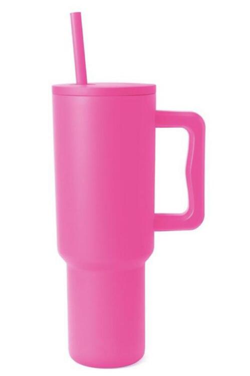Monochromatic Stainless Steel Tumbler with Matching Straw - Multiple Colors!