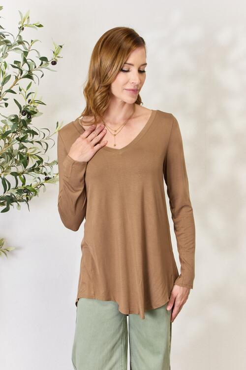 Luxe Rayon Long Sleeve V-Neck Top