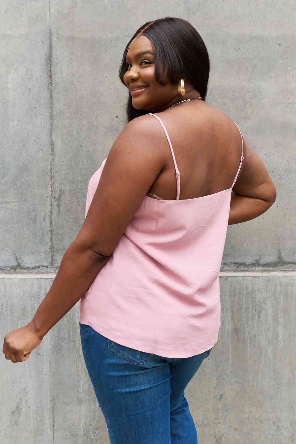 Sweet Lovely By Jen Scalloped Cami in Rosewood